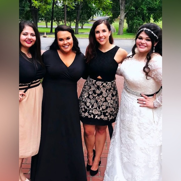 Gianni Bini Black and Gold Lace Dress Size 4 - Picture 5 of 5